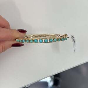 Vintage High-Grade Natural Blue/Blue Green Turquoise Stone Bracelet 6.5"